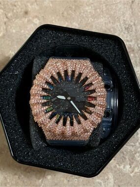 G-Shock Rose Gold Crystal Bezel Watch with Black Band